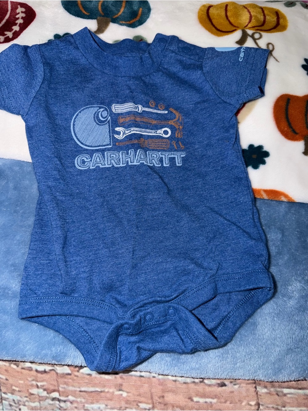 Carhartt Heather Blue Graphic Tool Baby Onesie